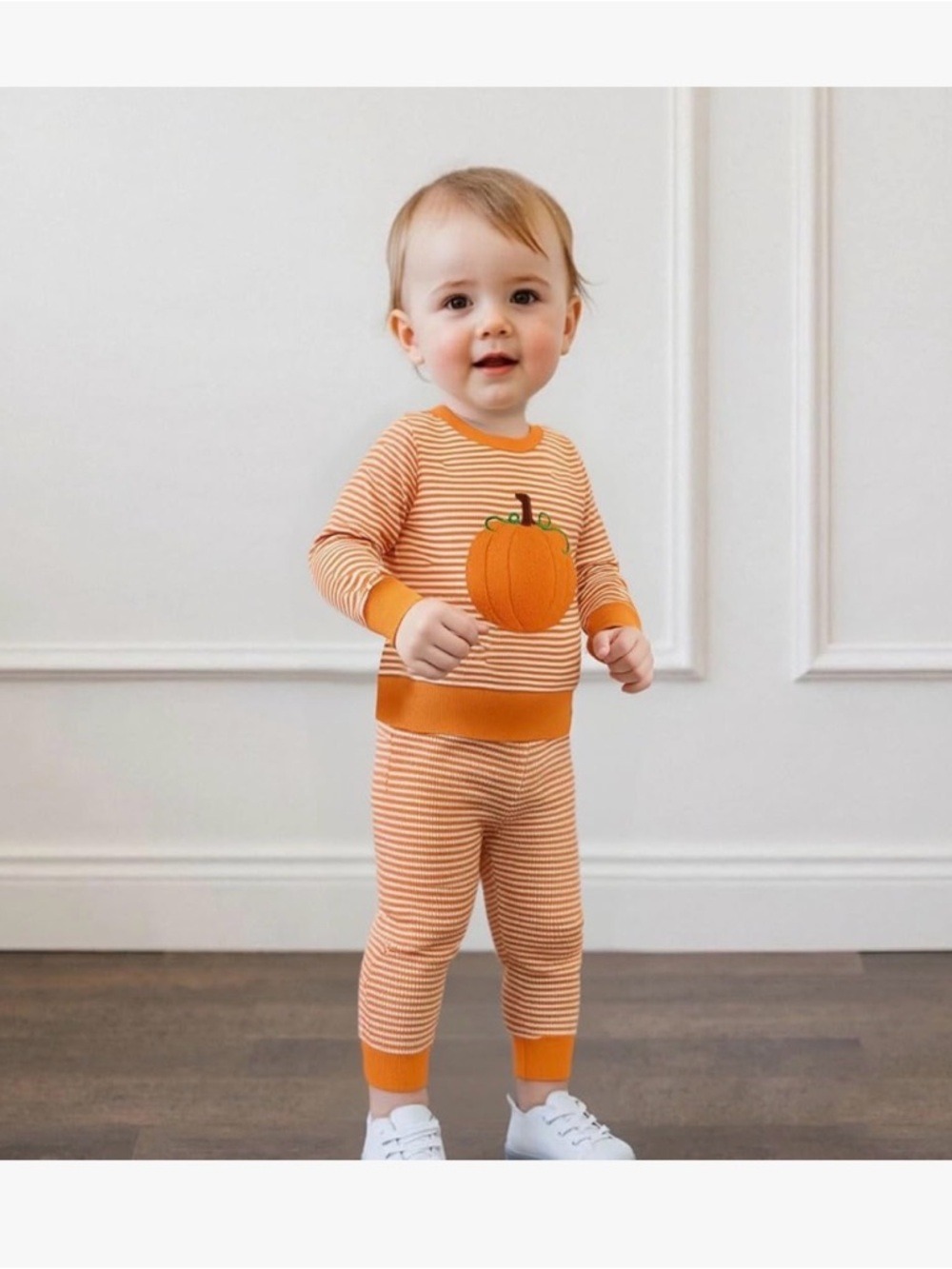 Striped Orange Pumpkin Baby Outfit - Picture 3 of 9